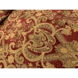 Francuski żakard gobelinowy bordowo-złoty